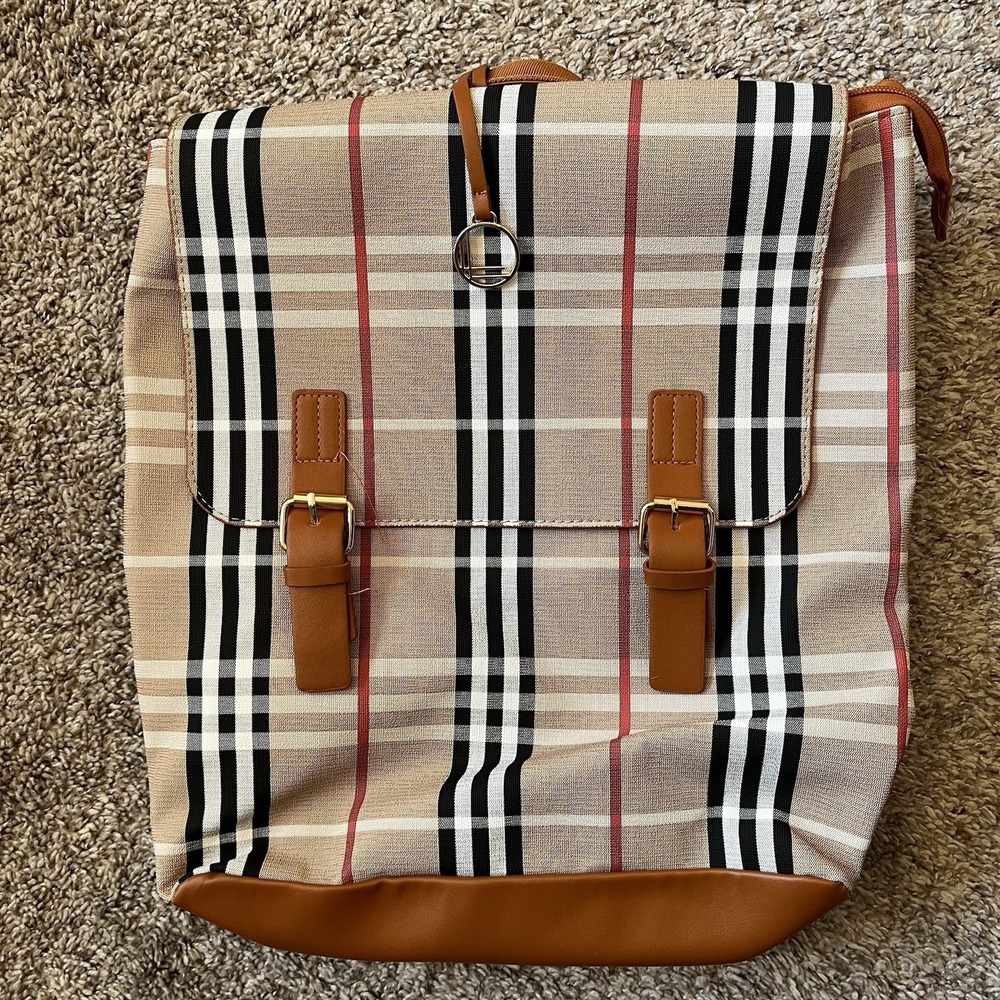 *New*Loulu Limited Edition "Berry Collection" Back Pack -NWOT Plaid Faux Leather